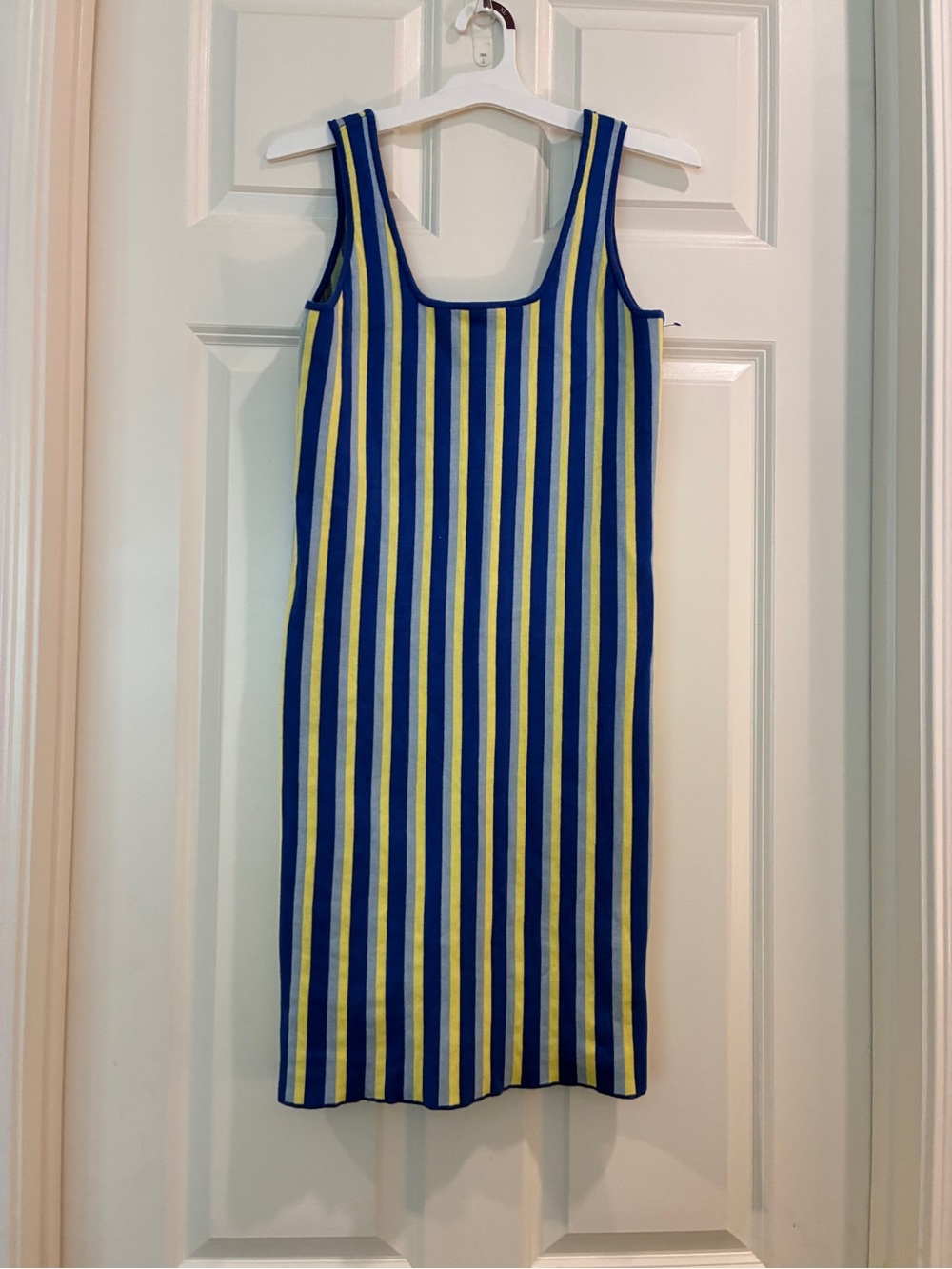 Lulu's Blue and Yellow Vertical Stripe Tank Mini Dress
